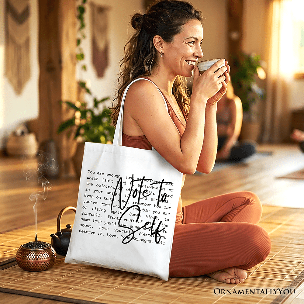 Note To Self Mental Health Tote Bag, Motivational Definition Gift Shopper