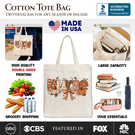 Nurse Coquette Autumn Tote Bag, Cozy Fall Pumpkins for Nurses