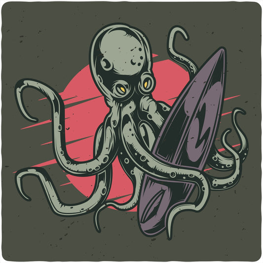 Octopus Men's Bamboo Viscose/Organic Cotton Short Sleeve Graphic T-Shirt