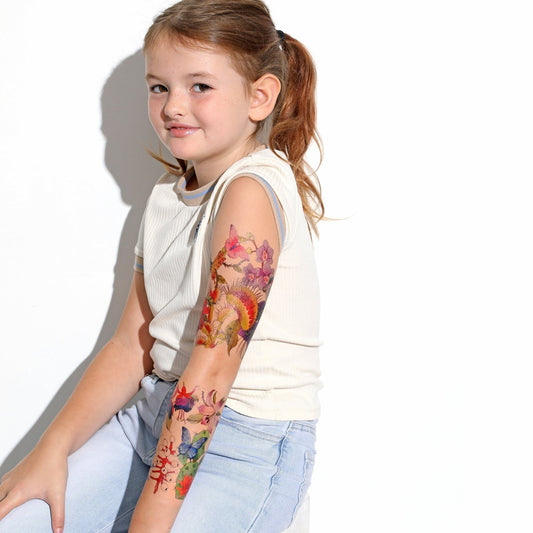 Poison Petals Full Sleeve Tattoo - Temporary Kids Tattoo Sleeve