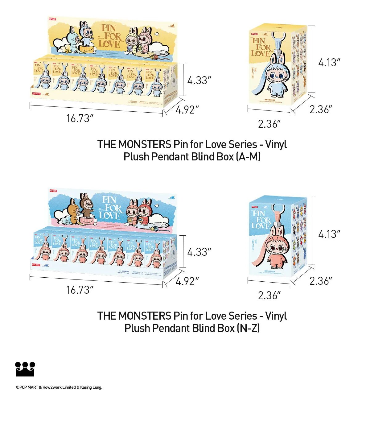 Pop Mart Labubu Pin for Love Series Blind Box (N-Z) Blue