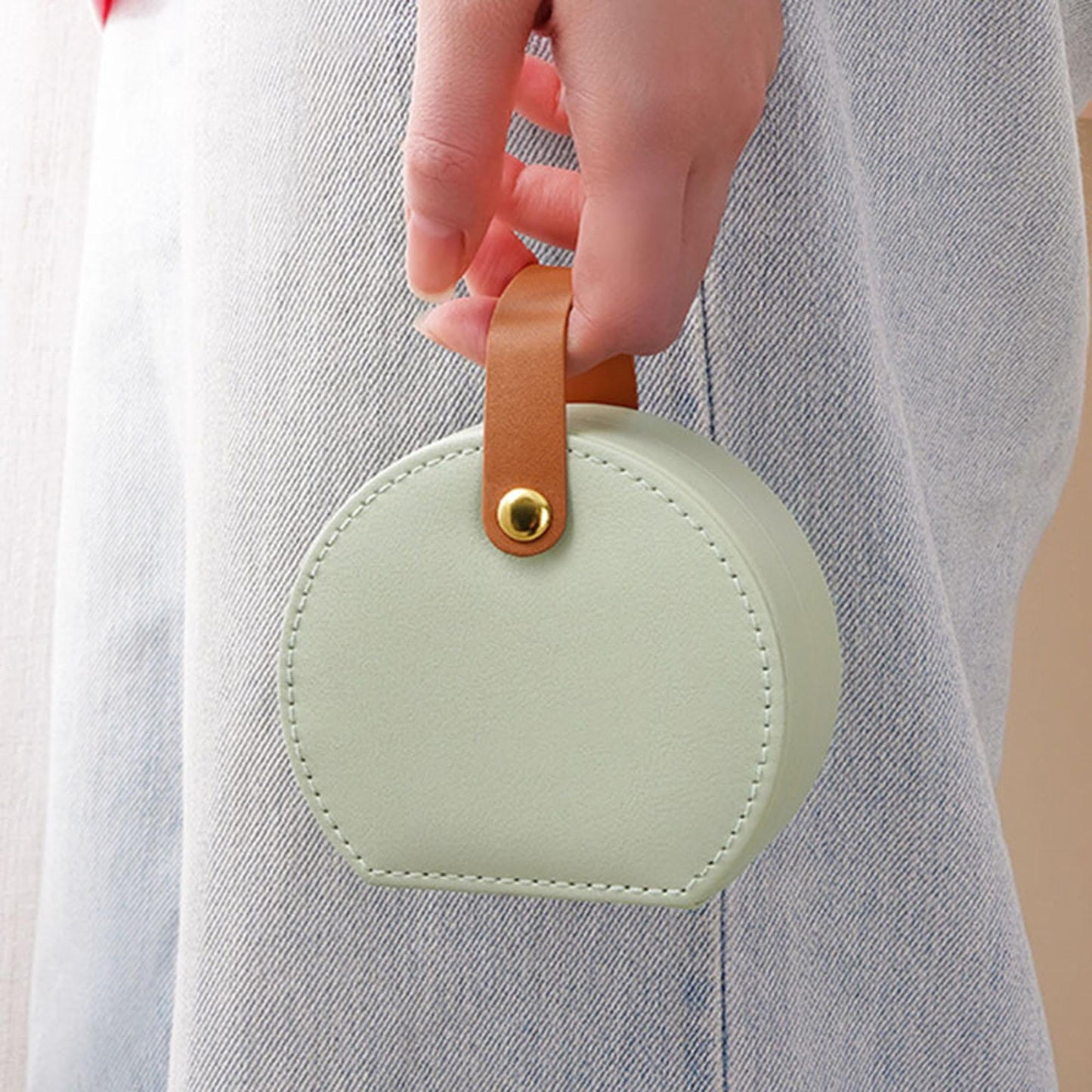 PU Leather Mini Travel Jewelry Accessory Box Organizer Portable Storage Case