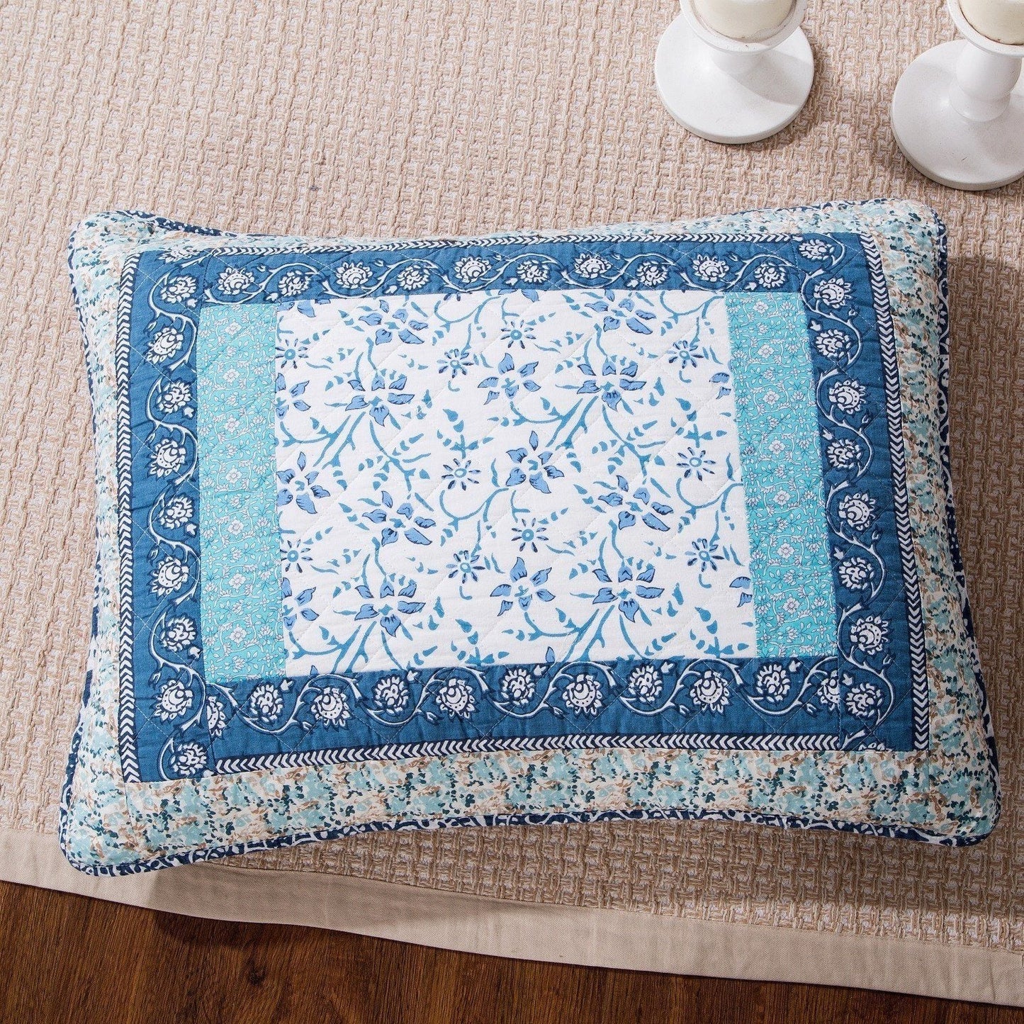Tache cotton Floral Patchwork Blue Elegance Bedspread Coverlet Quilt Set (JHW-657)