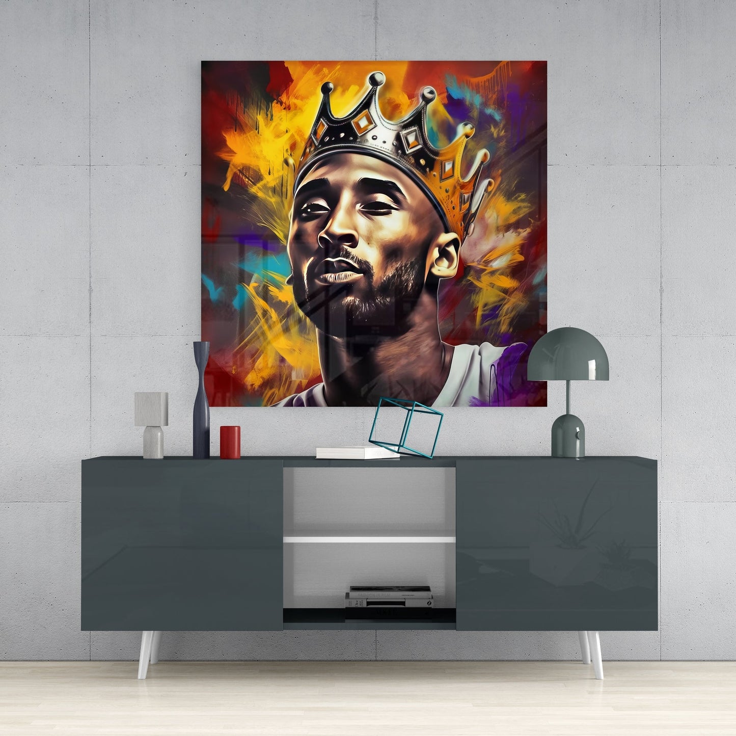 Basketball Court Legend Glass Wall Art || Designers Collection