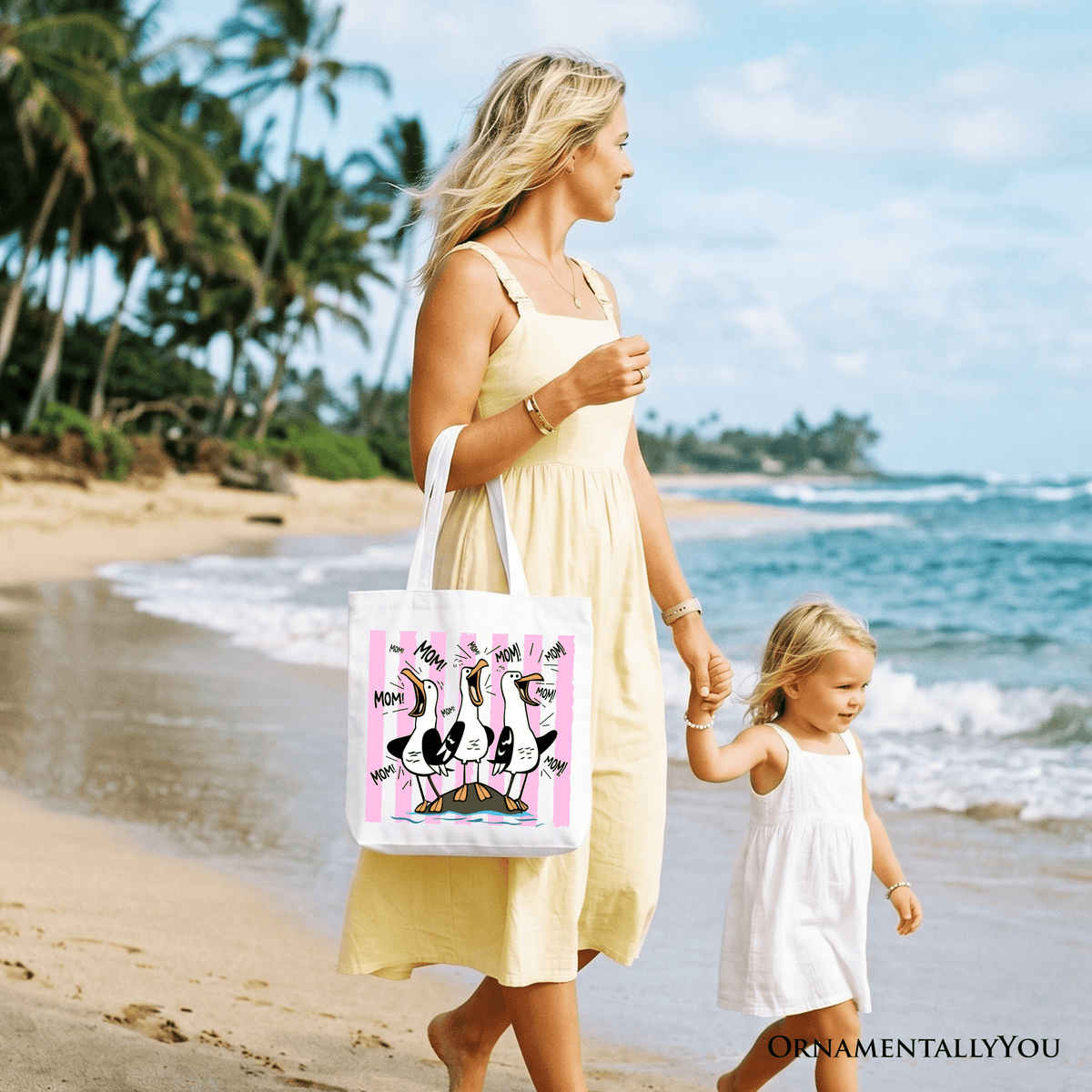 Seagull Mom Coquette Tote Bag, Funny Beach Gift Shopper for Mothers