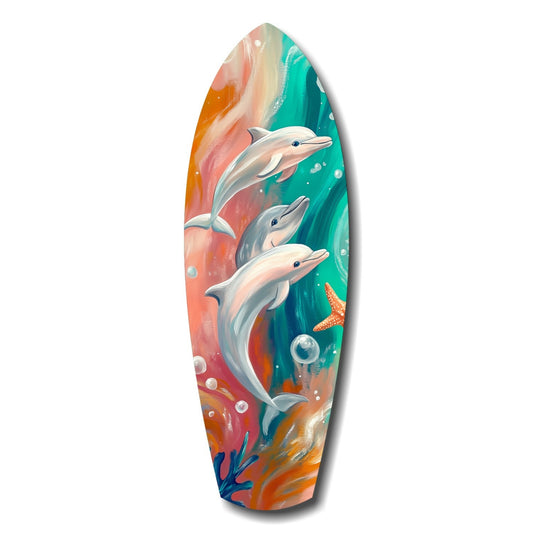 Dolphin Family Glass Wall Art