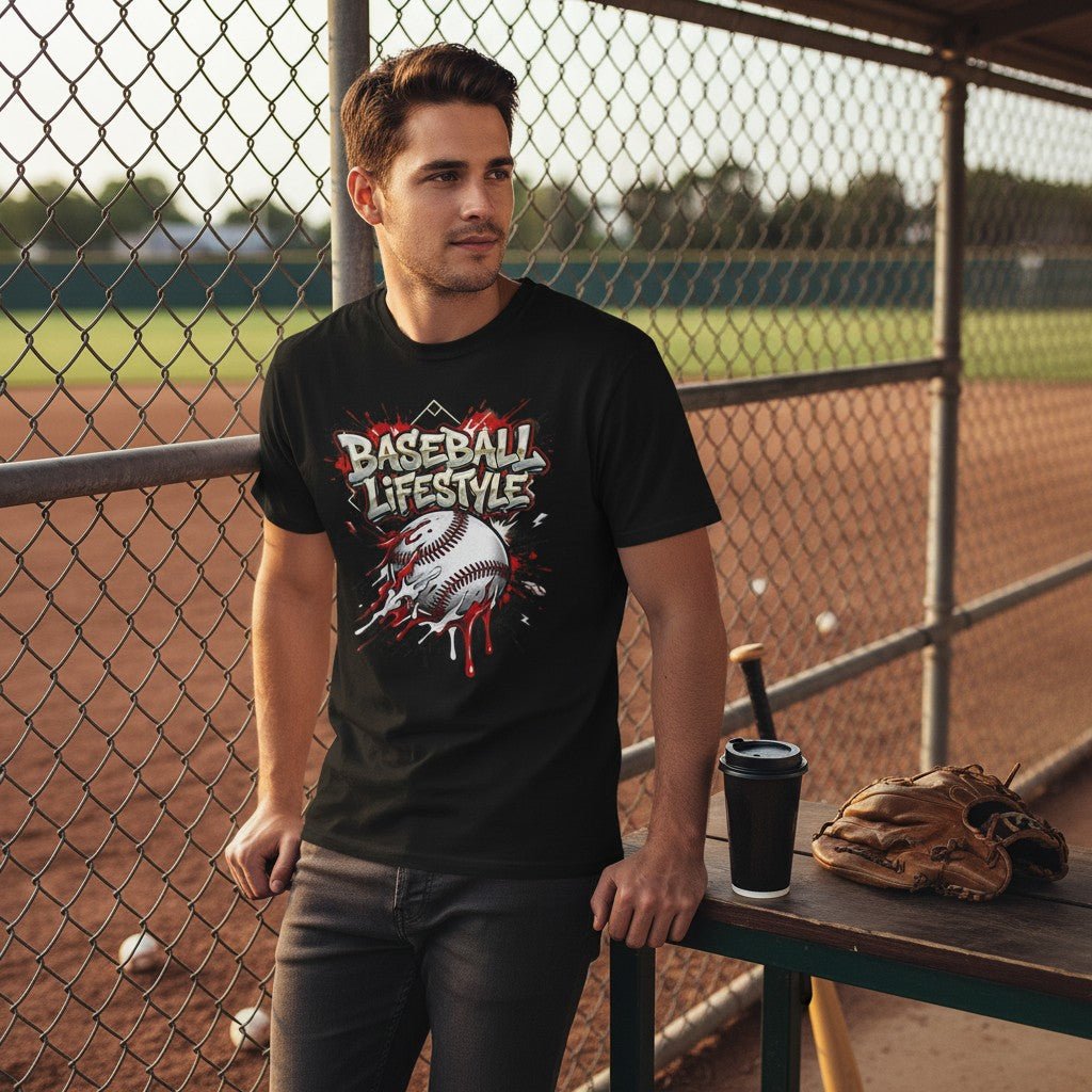 Urban Baseball Lifestyle Print Graphic Tee Ring - Spun Cotton Everyday Athletic Wear
