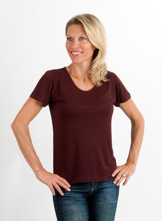 Women's 100% Bamboo Viscose Scoop Neck Short Sleeve T-Shirt - Shaketea