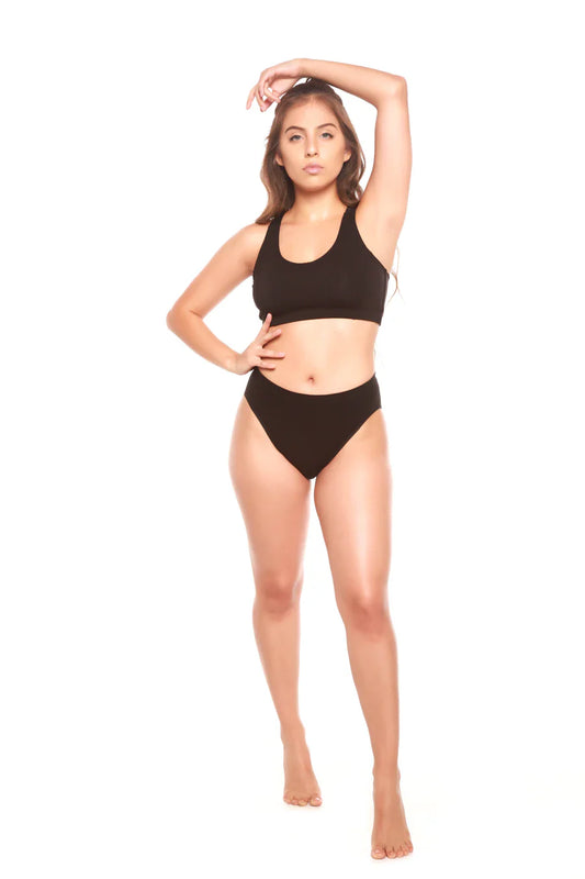 Women's Bamboo/Cotton High Leg Brief Style Underwear Black Color - 3-pack - Shaketea