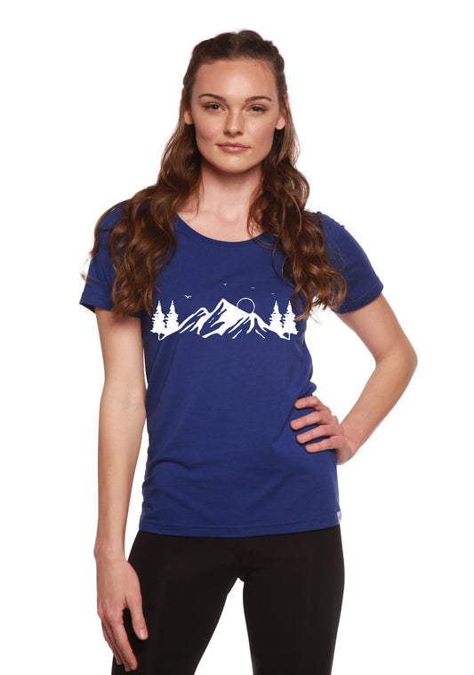 Women's Bamboo/Cotton Short Sleeve Scoop Neck T-Shirt with Print Mauna Kea - Shaketea