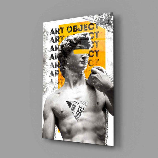 Marble Statue Collage Yellow Block Glass Wall Art