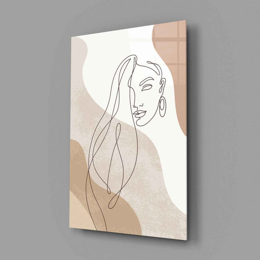 Flowing Hair Woman Face Glass Wall Art