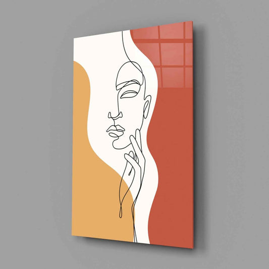 Serene Face Rust Line Art Glass Wall Art