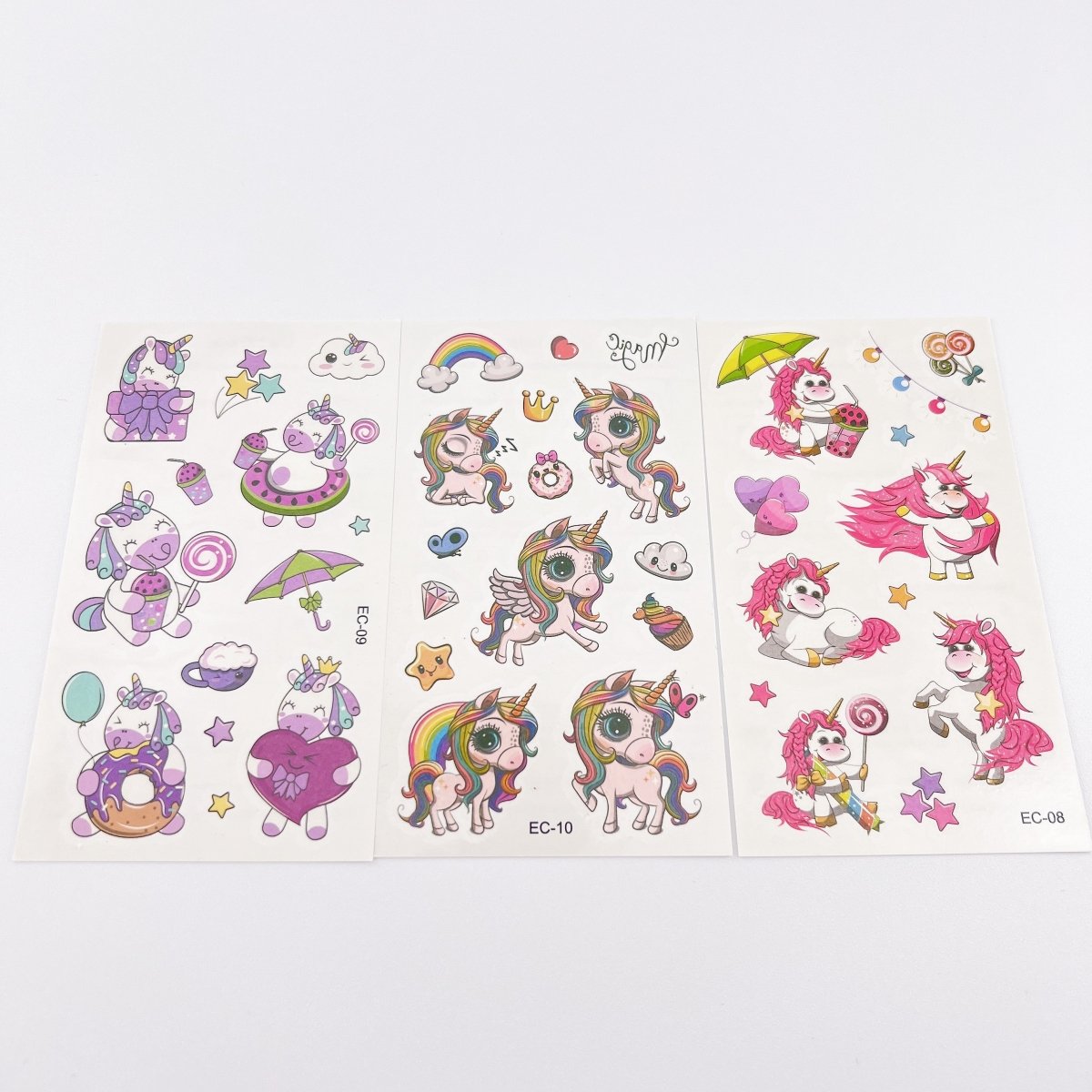 10 Sheets Cartoon Tattoos for Kids Party Supplies Unicorn Temporary Tattoos