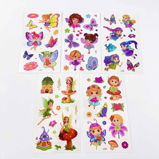 10 Fairy Tattoo Sheets – Non-Toxic Waterproof Kids Party Tattoos