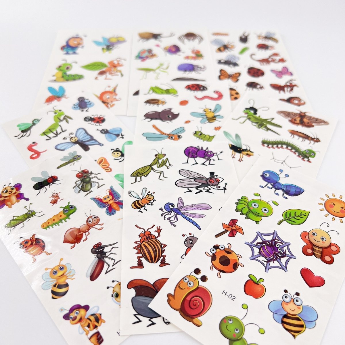 10 Sheets Kids Birthday Party Supplies Cartoon Insects Bugs Temporary Tattoos