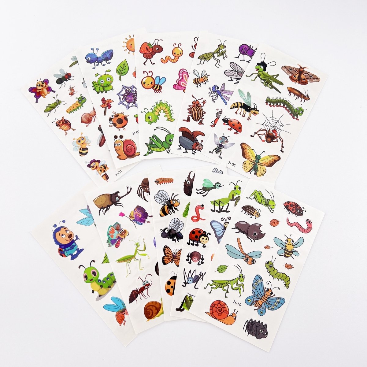 10 Sheets Kids Birthday Party Supplies Cartoon Insects Bugs Temporary Tattoos