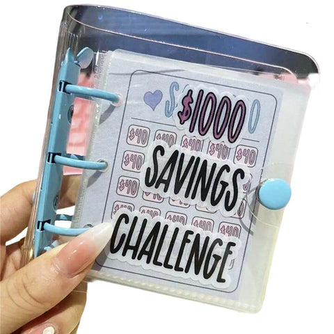 $1000 Saving Challenge Book 3 Ring Binder Clear Cover Money Saving Book