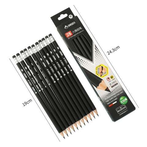 12 ct Hexagonal Wood Pencils Pre-Sharpened with Eraser