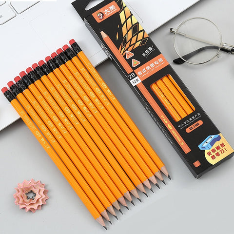 12 ct Hexagonal Wood Pencils Pre-Sharpened with Eraser
