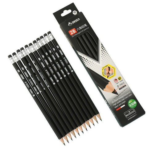 12 ct Hexagonal Wood Pencils Pre-Sharpened with Eraser