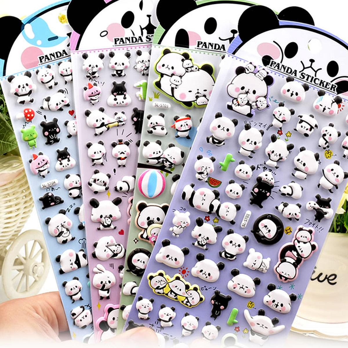 4 Packs Panda Puffy Stickers for DIY Craft Decoration 4 Packs EX Thick