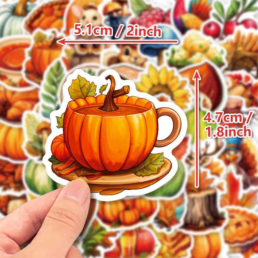 50-Piece Pumpkin Sticker Set – Waterproof Vinyl for All Surfaces