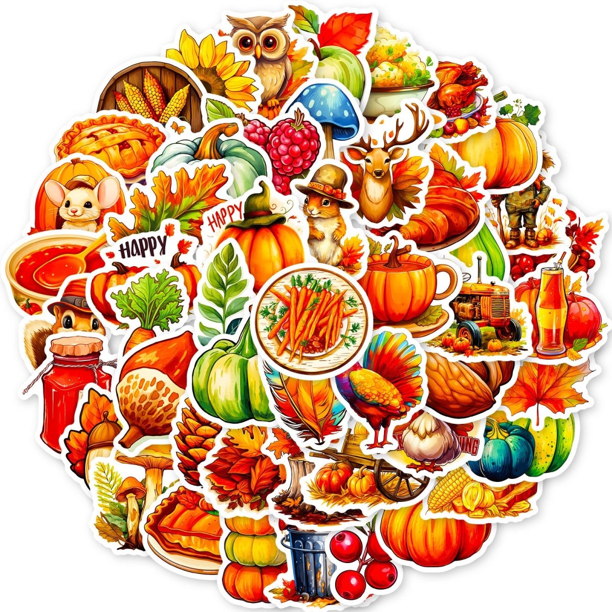 (50 pcs) Pumpkin Food Stickers for Party Playdate Goody Bag Fillers