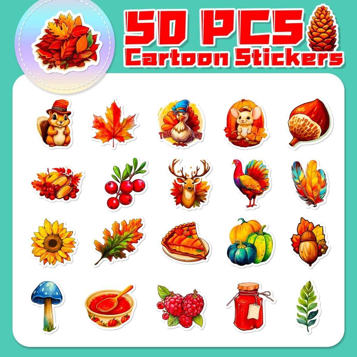 50-Piece Pumpkin Sticker Set – Waterproof Vinyl for All Surfaces