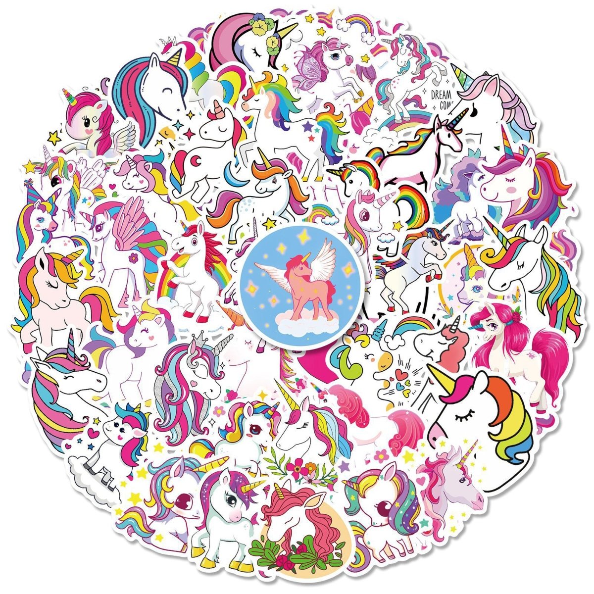 50Pcs Waterproof Vinyl Unicorn Stickers Wall Decals for Kids Teens Room Decor