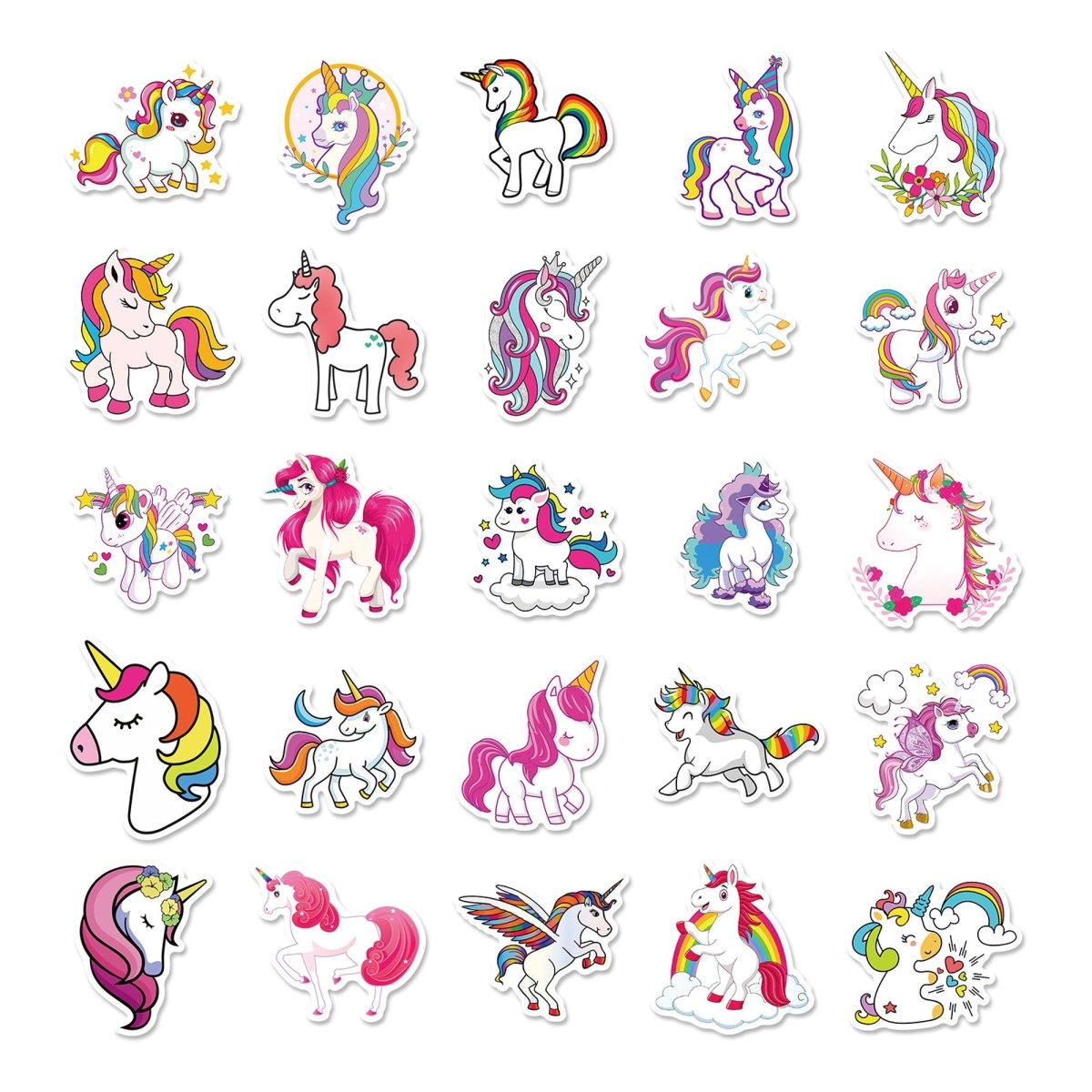 50Pcs Waterproof Vinyl Unicorn Stickers Wall Decals for Kids Teens Room Decor