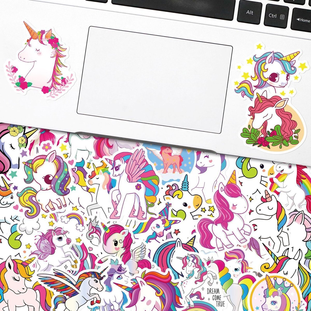 50Pcs Waterproof Vinyl Unicorn Stickers Wall Decals for Kids Teens Room Decor