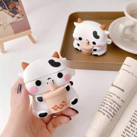 Boba Airpods Case Milk Cow Protective Case