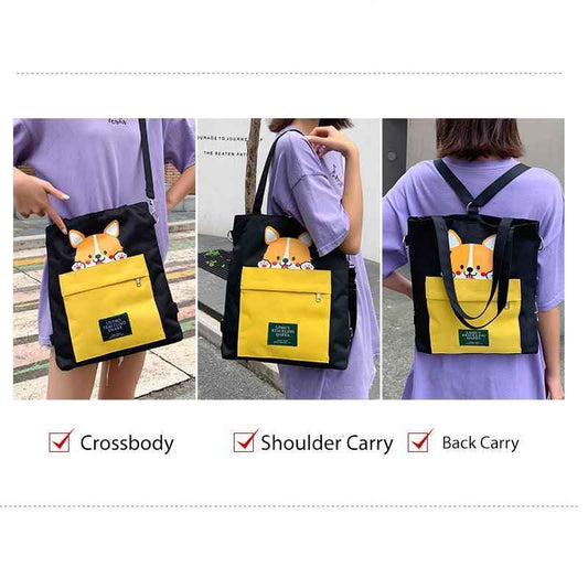 Cute Shiba Inu Tote Bag – Canvas Crossbody Bag for Dog Lovers