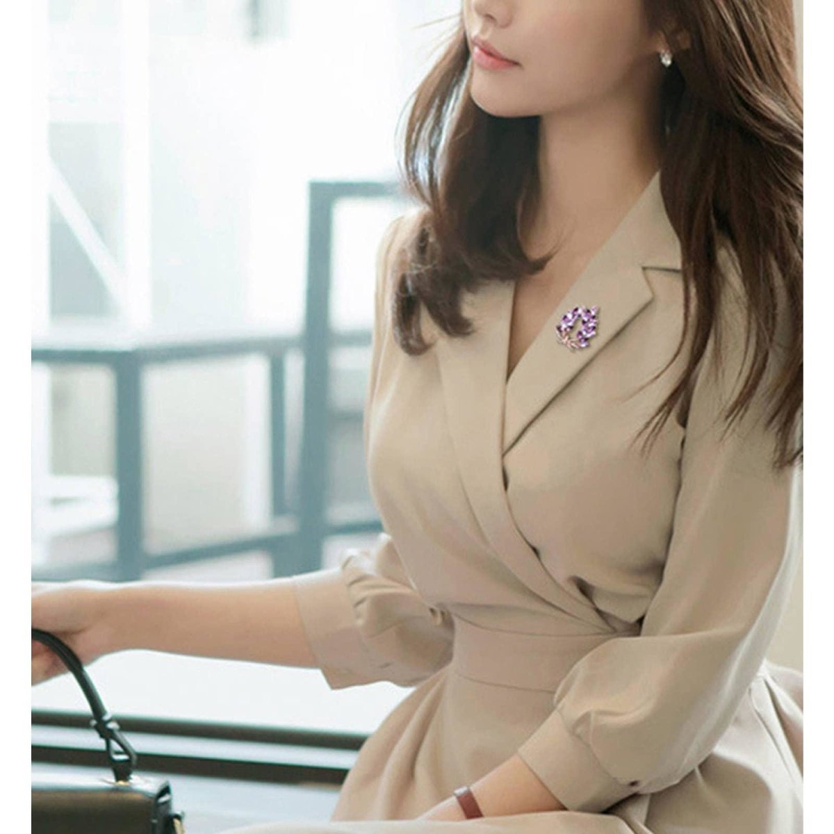 Fashion Rhinestones Bauhinia Flower Brooch