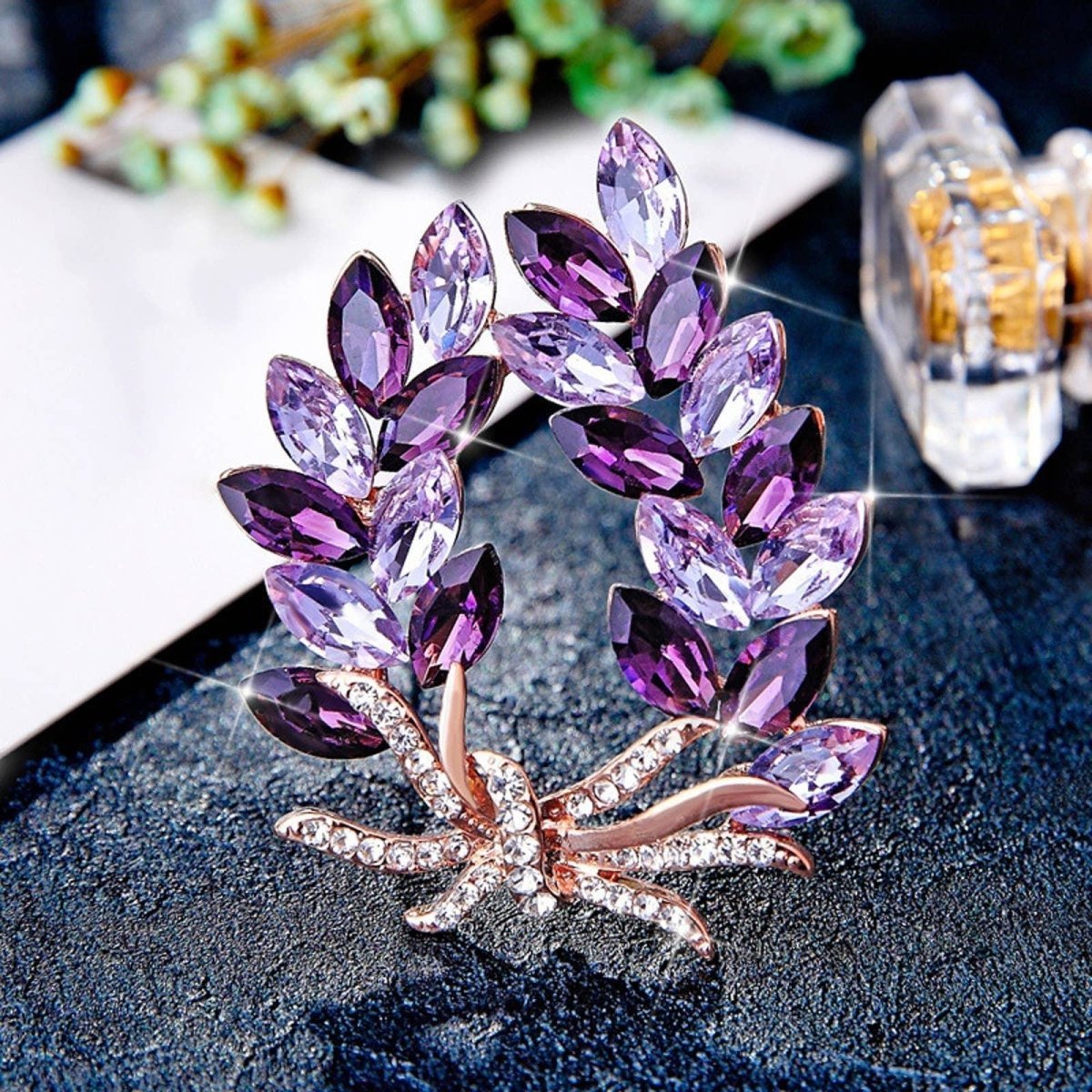 Fashion Rhinestones Bauhinia Flower Brooch