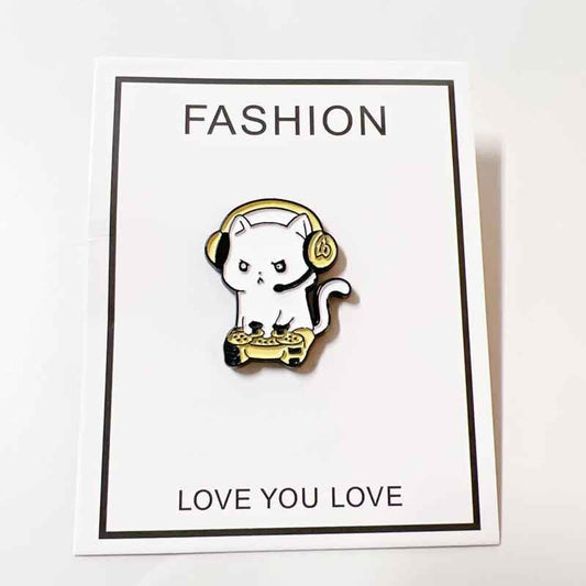 Gamer Cat Enamel Pin for Jackets, Bags, and Cat Lovers