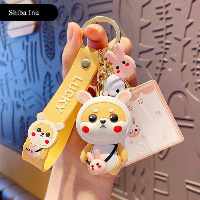 Kawaii Bunny Shiba Inu Keychain for Keys and Cute Gift Giving