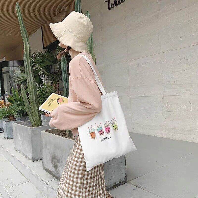 Tote Bag Boba Design with a Boba Keychain