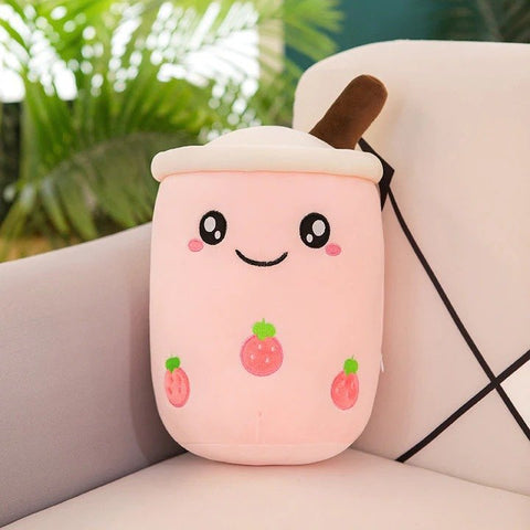 Boba Plush Cute Soft Bubble Tea Stuffed Animal Toy - Most Loved Boba Tea Plush, 50cm pink color boba plush.
