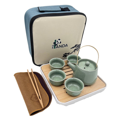 Chinese Tea Set with Tray Travel Case