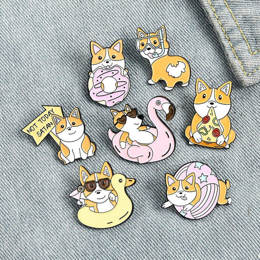 Cute Dog Corgi Enamel Pins