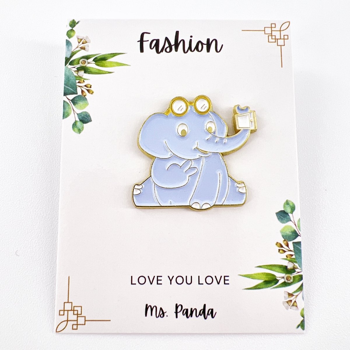 Elephant Pins -Cartoon Elephant Selfie Enamel Pins