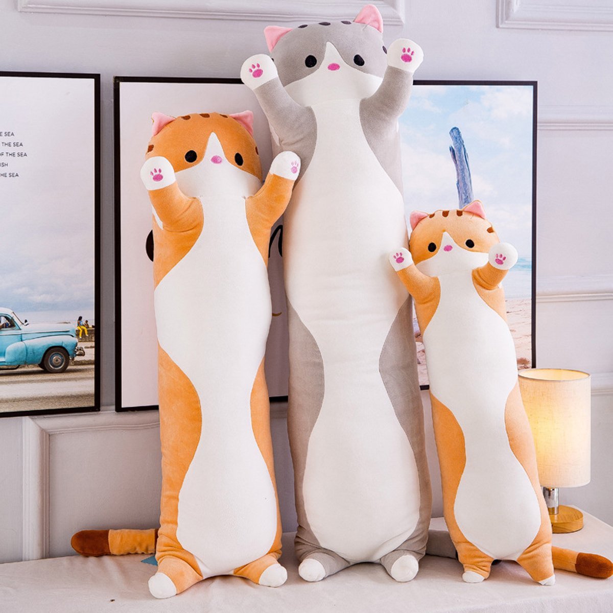 Long Cat Pillow Plush – 26" Soft Cuddly Gift for Kids