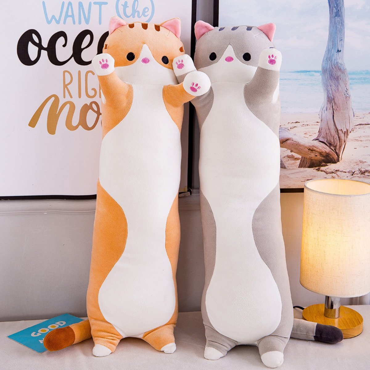 Long Cat Pillow Plush – 26" Soft Cuddly Gift for Kids