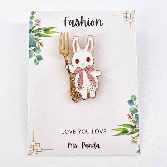 Kawaii Bunny Enamel Pin for Outfits, Backpacks, and Accessories