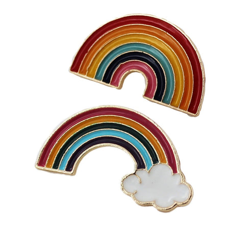 Rainbow Brass Plated Metal Alloy Enamel Pin Pack of 2