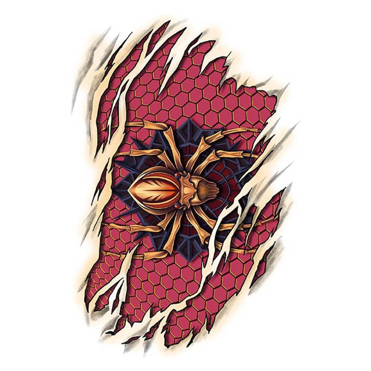 Temporary Tattoo, Red Cross, Spider, 3D Shark Body Tattoos, for Arms, Back, Legs Half Sleeve Waterproof