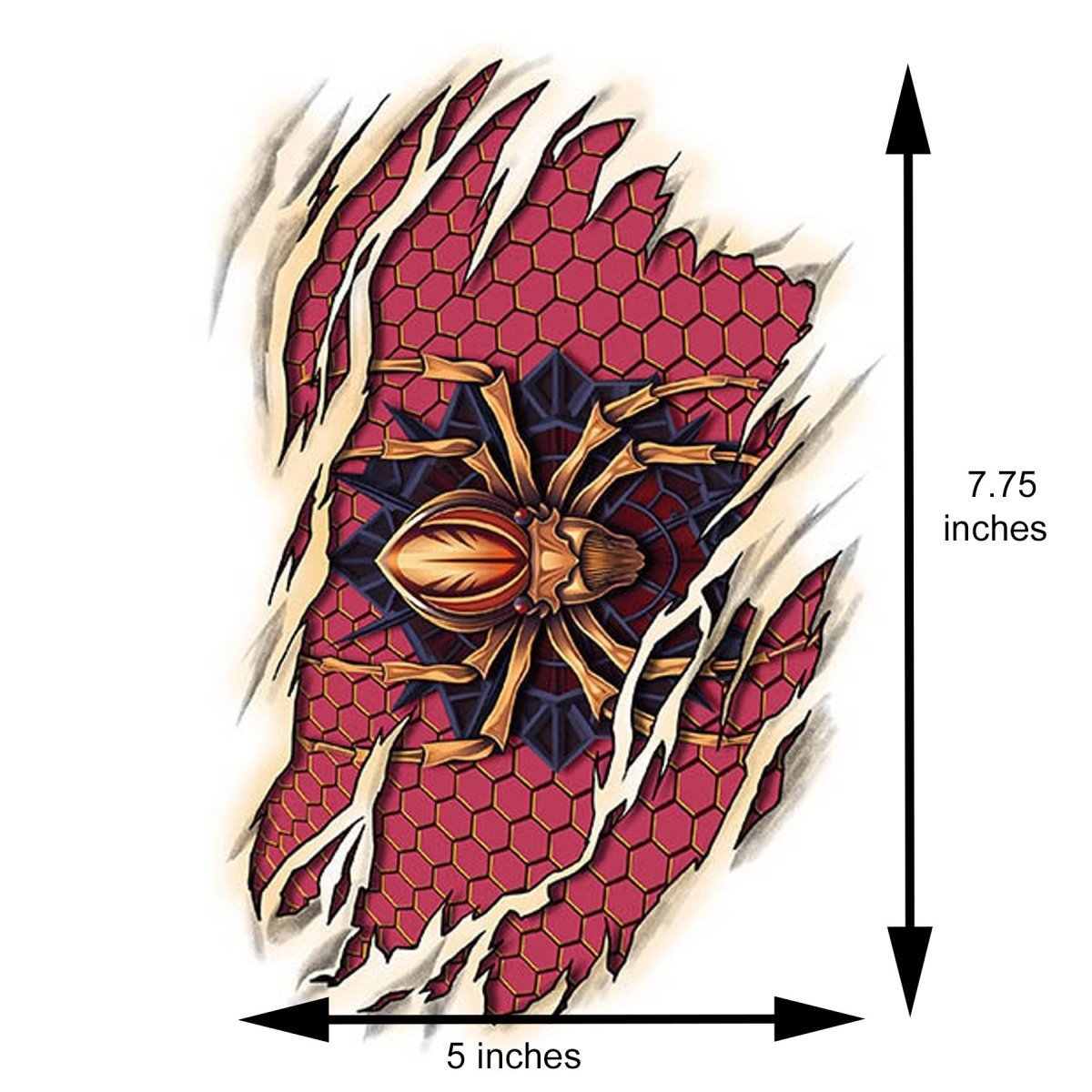 Temporary Tattoo, Red Cross, Spider, 3D Shark Body Tattoos, for Arms, Back, Legs Half Sleeve Waterproof