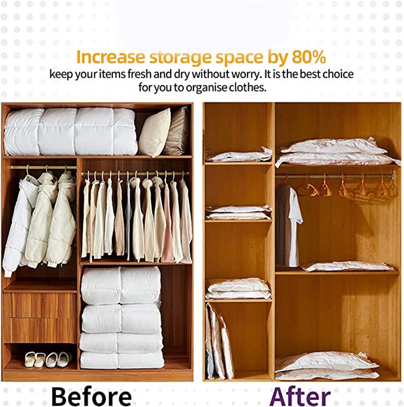 Vacuum Clothes Storage Bags 10 Bags Mix Sizes with Hand Pump